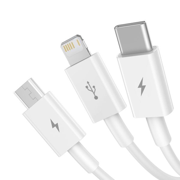 USB cable 3in1 Baseus Superior Series, USB to micro USB / USB-C / Lightning, 3.5A, 1.2m (white)