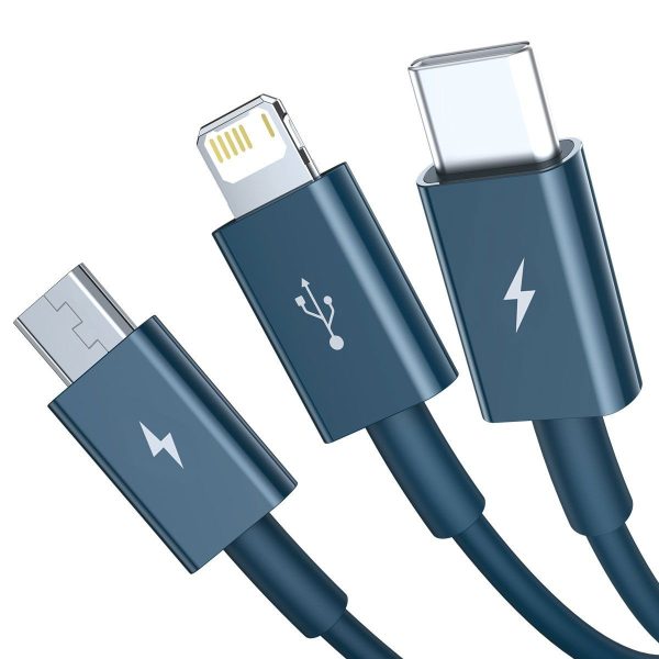 USB cable 3in1 Baseus Superior Series, USB to micro USB / USB-C / Lightning, 3.5A, 1.5m (blue)