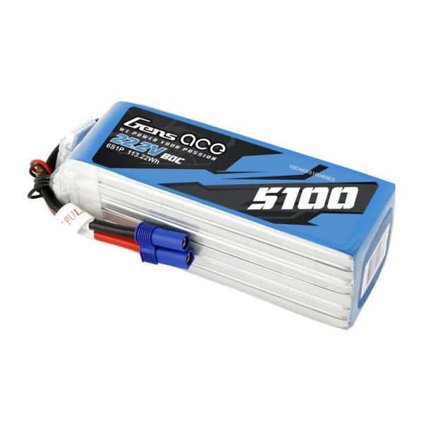 Battery GensAce 5100mAh 22.2V 80C 6S1P EC5