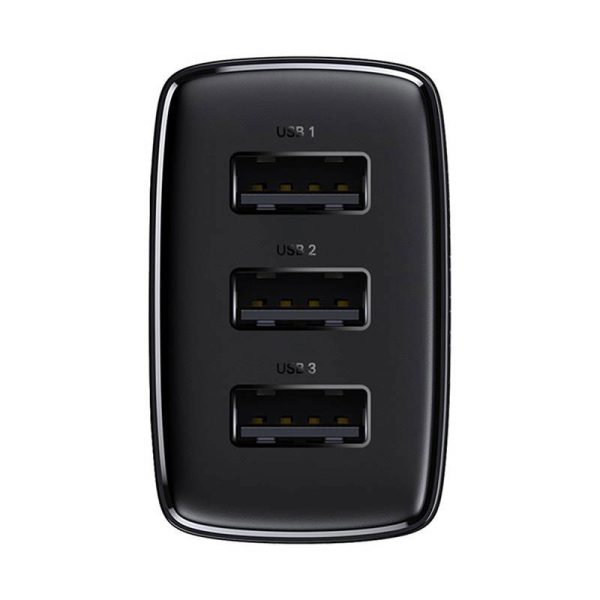 Baseus Compact Quick Charger, 3x USB, 17W (Black)