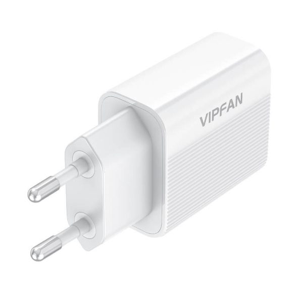 Wall charger VFAN E01, 1x USB, 2.4A (white)