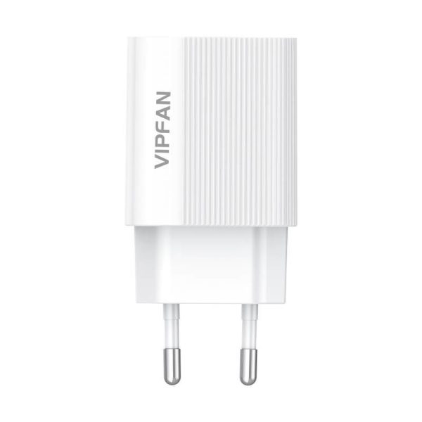 Mains charger VFAN E01, 1x USB, 2.4A + Micro USB cable (white)