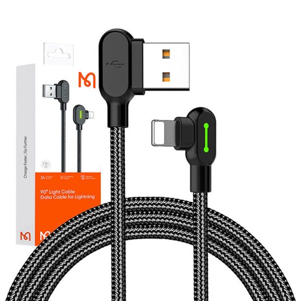 Angle USB Lightning Cable Mcdodo CA-4671 LED, 1.2m (Black)