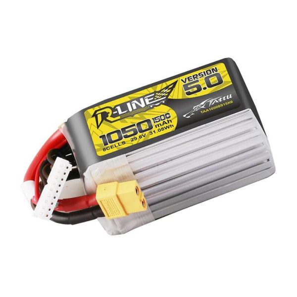 Lipo Tattu R-Line Version 5.0 1050mAh 29.6V 8S 150C battery with XT60 connector