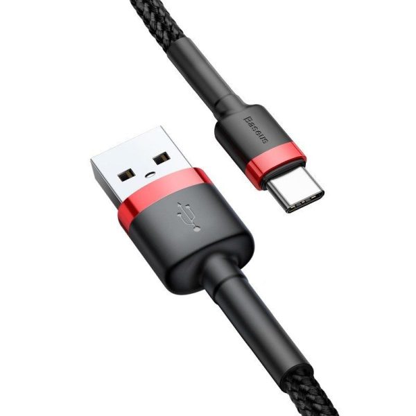 Baseus Cafule USB-C 3A 0.5m (Rood+Zwart) kabel