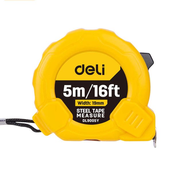 Deli Tools EDL9005Y (Yellow) 5m/19mm Steel Measuring Tape