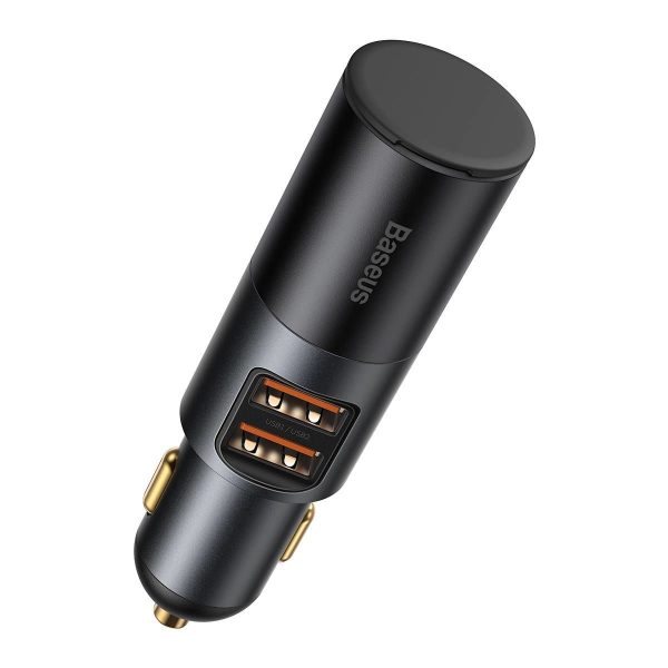 Baseus "Share Together" 120W Car Charger with Cigarette Lighter Expansion Port and 2x USB Ports (Gray)