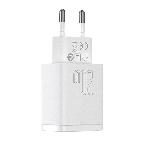 Baseus 20W Compact Quick USB and USB-C Charger (White)