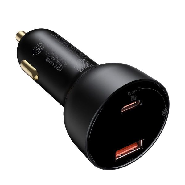 Baseus Superme Car Charger with USB, USB-C, and 100W Output (Black)