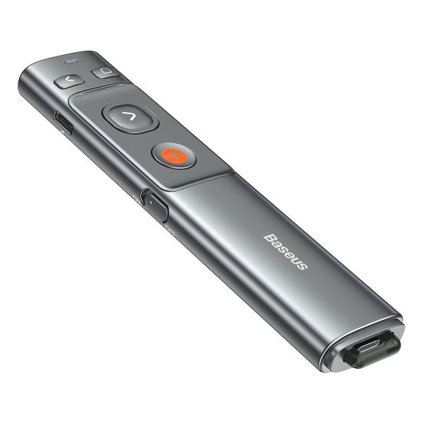 Baseus Gray Multifunctional Remote Control with Laser Pointer for Presentations, Orange Dot Edition