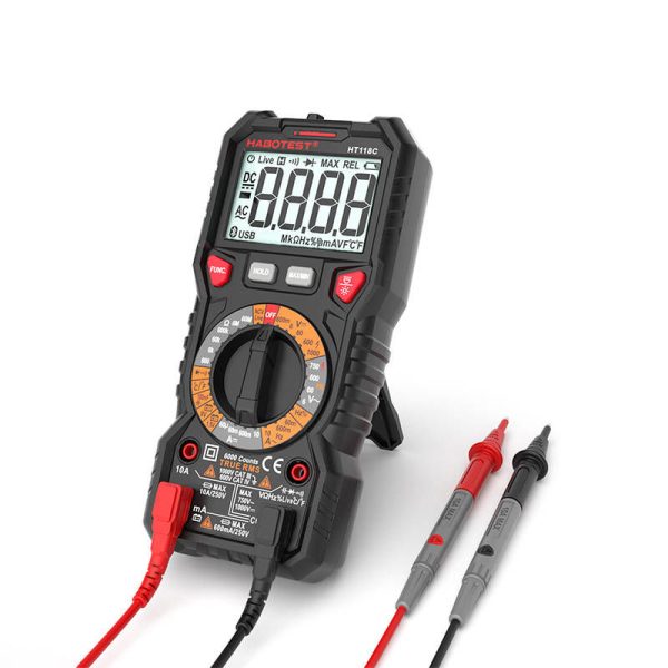 Digital Multimeter with Flashlight Habotest HT118C, True RMS, NCV, battery testing