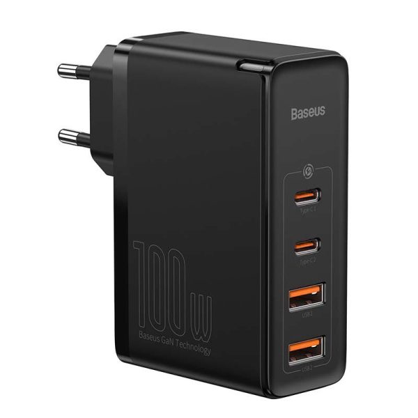 Travel Charger Baseus GaN2 Pro Quick  2x USB + 2x USB-C, 100W, EU (Black)