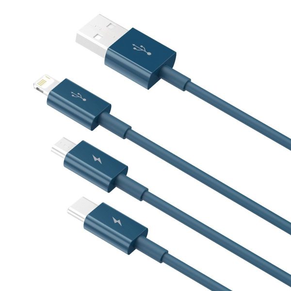 USB cable 3in1 Baseus Superior Series, USB to micro USB / USB-C / Lightning, 3.5A, 1.5m (blue)