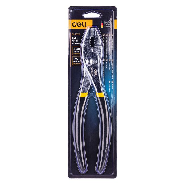 Slip Joint Pliers Deli Tools EDL25510 10'' (black&yellow)