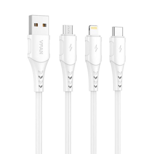 USB to Micro USB cable VFAN Colorful X12, 3A, 1m (white)