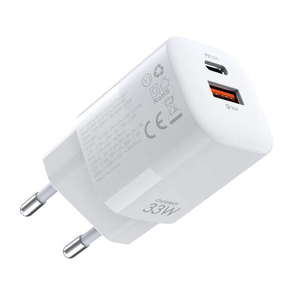 Wall Charger Choetech, 33W, PD5006 A+C dual port (white)