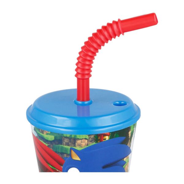 Water Cup with Straw for Kids STOR 40530 430 ml Sonic the Hedgehoh (blue&red)