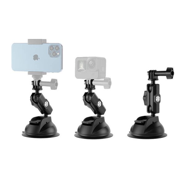 TELESIN Universal Suction Cup Holder with phone holder and action camera mounting TE-SUC-012