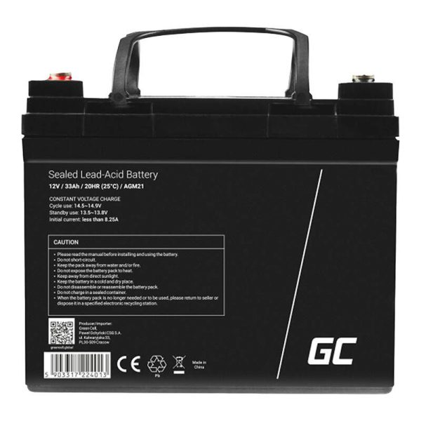 Maintenance-free AGM VRLA Green Cell AGM21 12V 33Ah Battery (for lawnmower, scooter, boat, wheelchair)