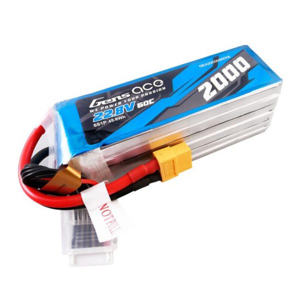 Gens ace 2000mAh 22.8V 60C 6S1P High Voltage Lipo Battery Pack with XT60 Plug