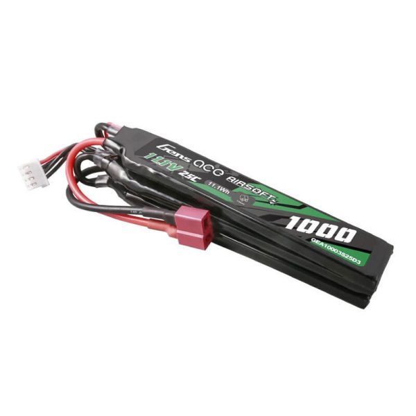 Gens ace 25C 1000mAh 3S1P 11.1V Nunchuck 3X Airsoft Gun Lipo Battery with T Plug