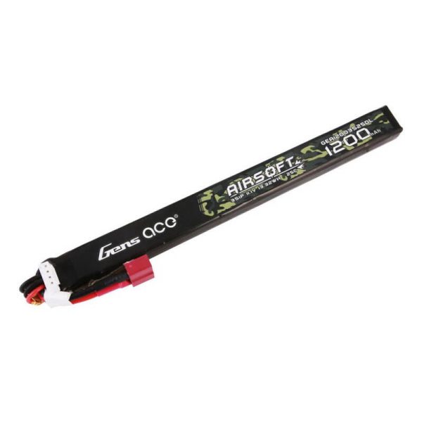 Gens Ace 25C 1200mAh 3S1P 11.1V Airsoft Gun Lipo Battery with T Plug Long size