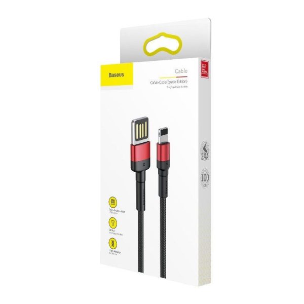 Baseus Cafule USB Lightning Kabel 2,4A 1m (Zwart+Rood)