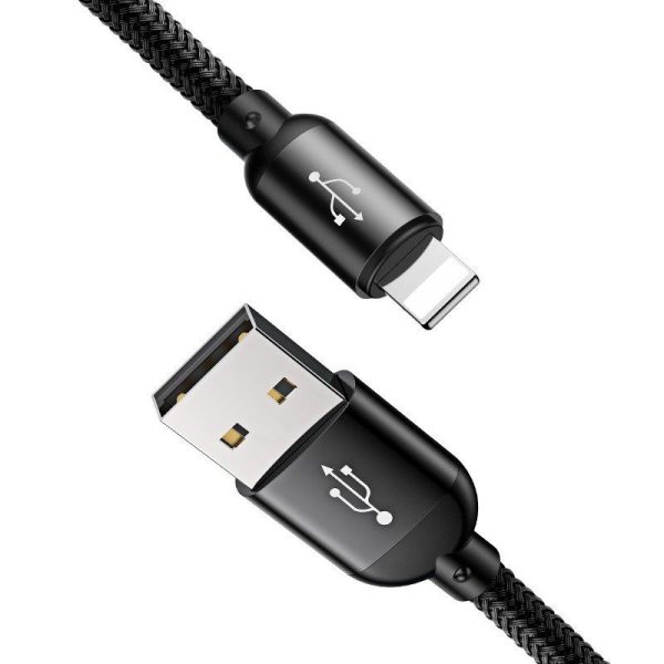 Baseus Snelle USB-kabel 3in1 Type C/Lightning/Micro 3A 1,2M - Zwart