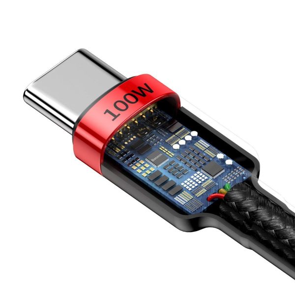 Baseus Cafule PD2.0 100W Flash Opladen USB Voor Type-C Kabel (20V 5A) 2m Rood+Zwart