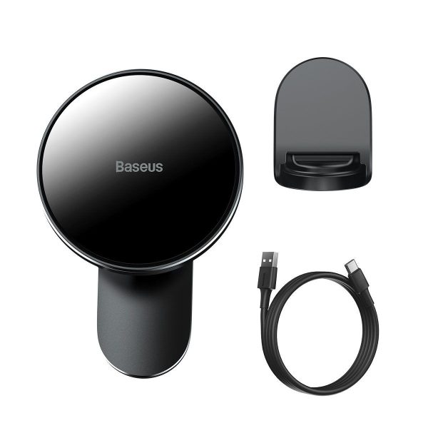 Baseus Large Capacity Car Mount with 15W Wireless Charger for iPhone 12/13 (Black)