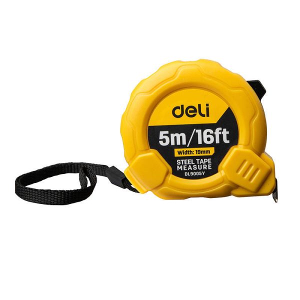 Deli Tools EDL9005Y (Yellow) 5m/19mm Steel Measuring Tape