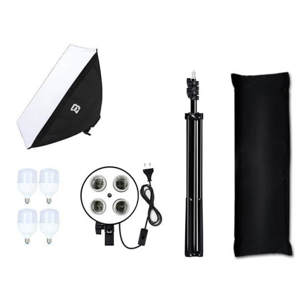 Puluz Studio Kit with 50x70cm Softbox, Tripod, and 4x LED Bulbs (Model: PU5071EU)