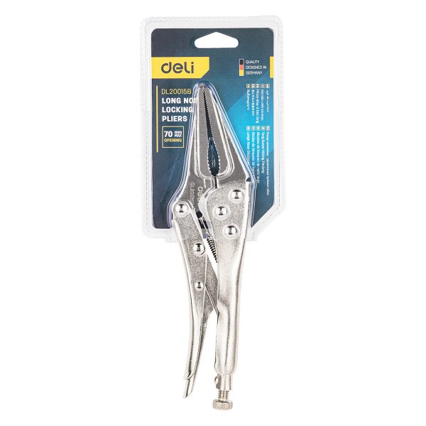 Deli Tools EDL20015B 9" Silver Long Nose Locking Pliers