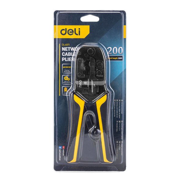 Deli Tools EDL4971 Crimping Pliers for Ethernet Connectors, 4/6/8P, RJ45/RJ14/RJ12/RJ9