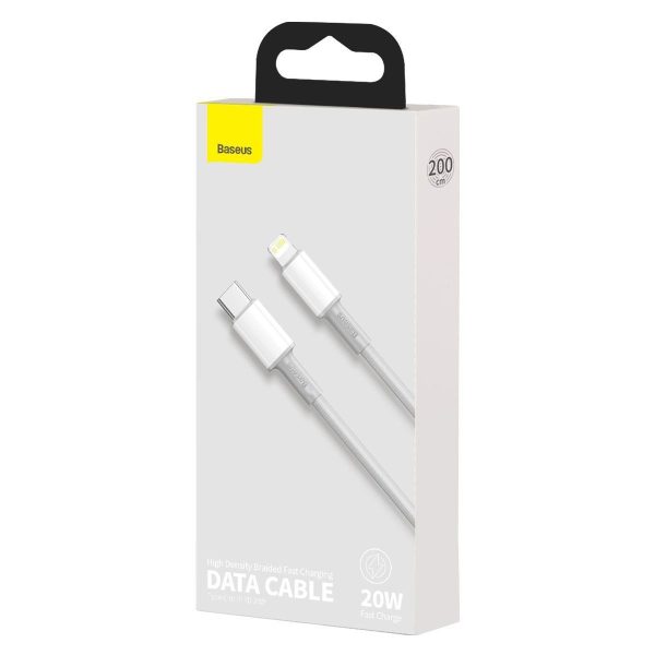 USB-C to Lightning Baseus High Density Braided Cable, 20W, PD, 2m (white)