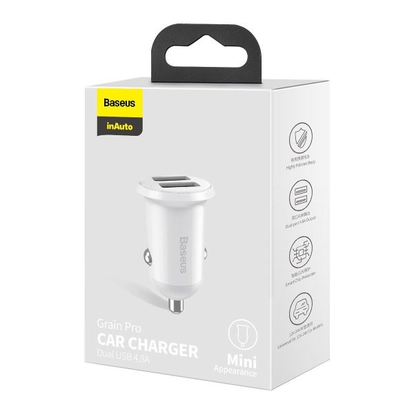 Baseus Grain Pro Car Charger 2x USB 4.8A (white)