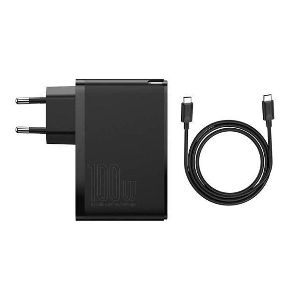 Travel Charger Baseus GaN2 Pro Quick  2x USB + 2x USB-C, 100W, EU (Black)