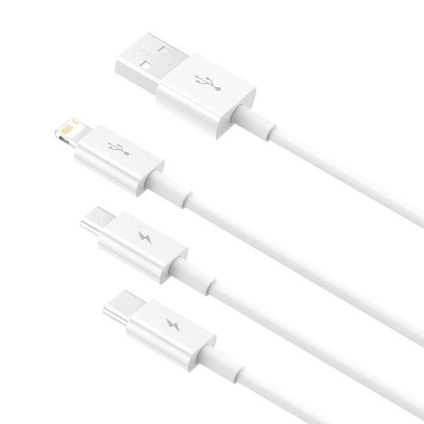 USB cable 3in1 Baseus Superior Series, USB to micro USB / USB-C / Lightning, 3.5A, 1.2m (white)