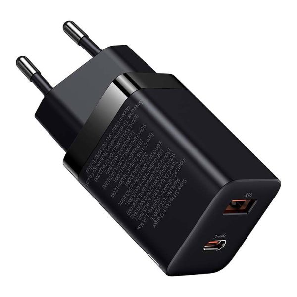 Baseus Super Si Pro Quick Charger USB + USB-C 30W (black)