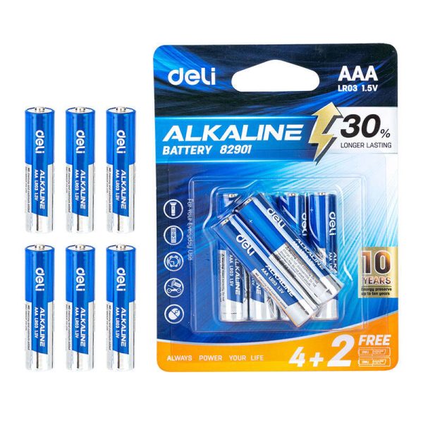 Alkaline batteries Deli  AAA LR03 4+2pcs