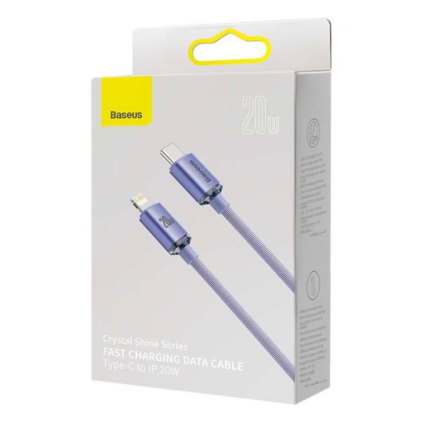 Baseus Crystal cable USB-C to Lightning, 20W, PD, 2m (violet)