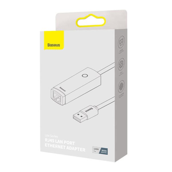 Network adapter Baseus Lite Series USB to RJ45, 1000Mbps (grey)