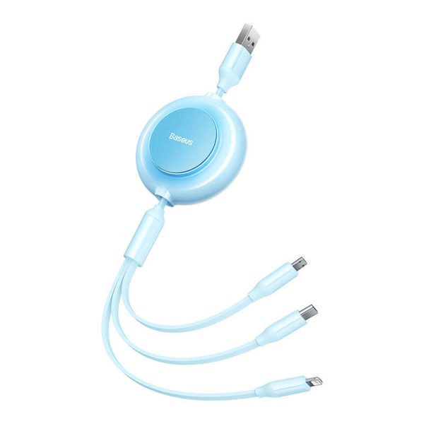 Baseus Bright Mirror 2, USB 3-in-1 cable for micro USB / USB-C / Lightning 3.5A 1.1m (Sky blue)