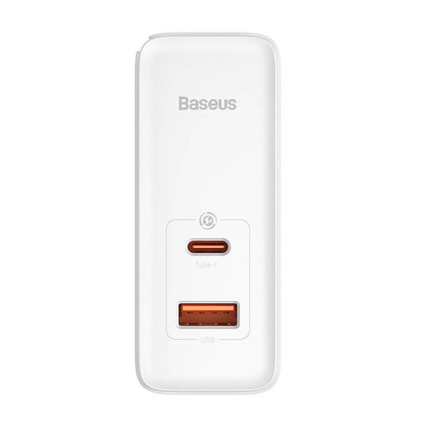 Wall charger Baseus GaN5 Pro USB-C + USB, 100W + 1m cable (white)