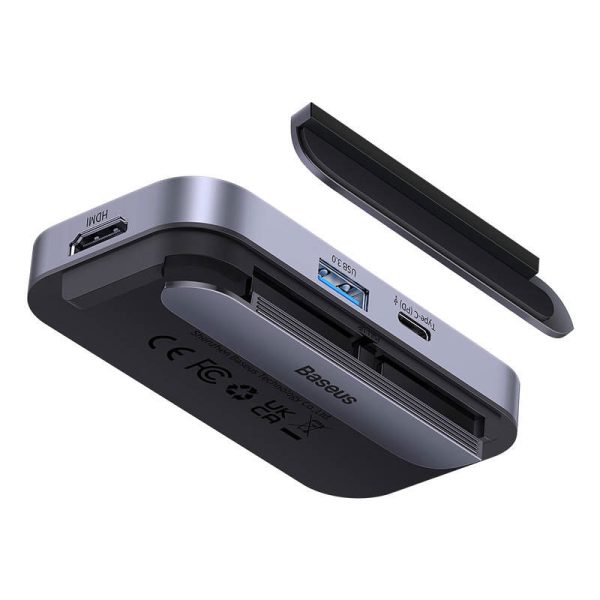 Hub 6in1 Baseus PadJoy Series USB-C to USB 3.0 + HDMI + USB-C PD + jack 3.5mm + SD/TF (Grey)