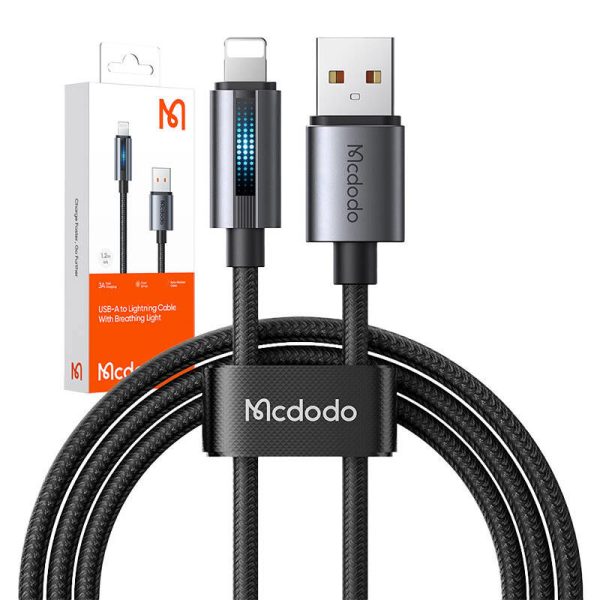 Mcdodo CA-5660 USB-A to Lightning cable with flashing light 1.2m (black)