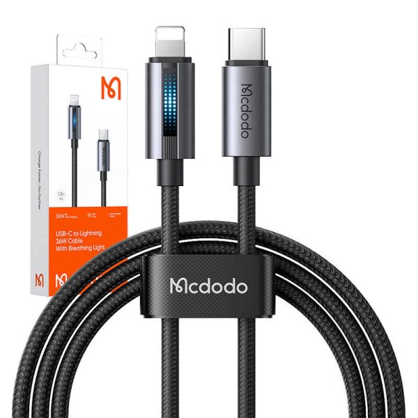 Mcdodo CA-5710 USB-C to Lightning cable with 36W flashing light 1.2m (black)