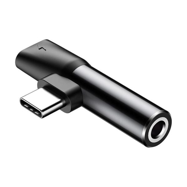 Baseus Audio Adapter USB-C naar Mini Jack 3.5mm + USB-C (zwart)