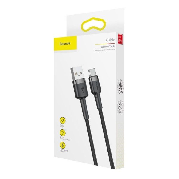 Baseus Cafule USB-C 3A 0.5m (Grijs + Zwart) Kabel