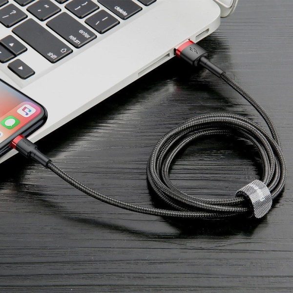 Baseus Cafule USB Lightning Kabel 2,4A 0,5m (Rood+Zwart)